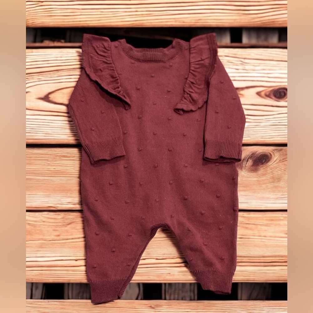 Adorable Burgundy Baby Romper 👶❤️